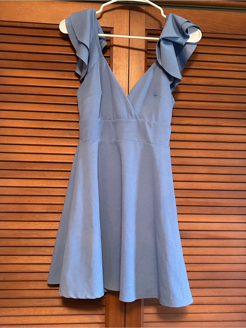 Altar'd State Periwinkle Ruffle Sleeve V-Neck Skater Dress